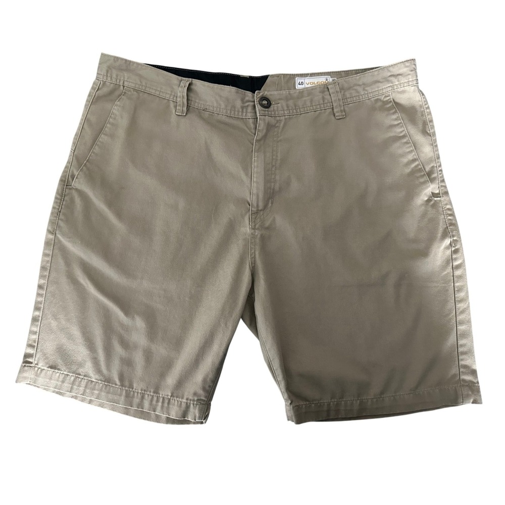 Volcom Frickin Modern Stretch Men 40 Khaki Chino Shorts Skate Surf Casual